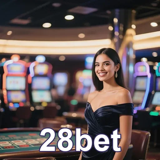 Imagem de um cassino vibrante no site 28bet, com cores chamativas e ambiente animado de jogos de azar.